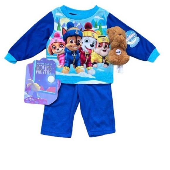 Nickelodeon Gift Set - 2-Pc Pajamas, Bedtime Book & Plush Prayer Bear Set New - Picture 1 of 4
